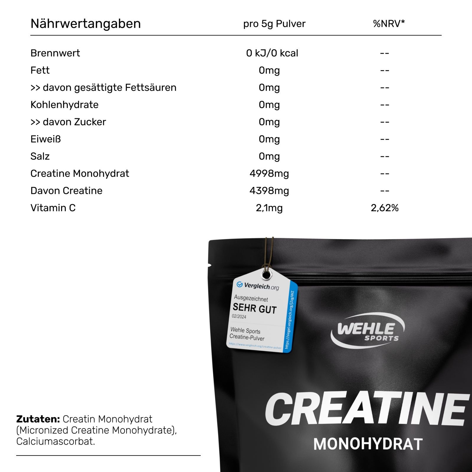 Wehle Sports Creatine Monohydrate Kreatin Pulver