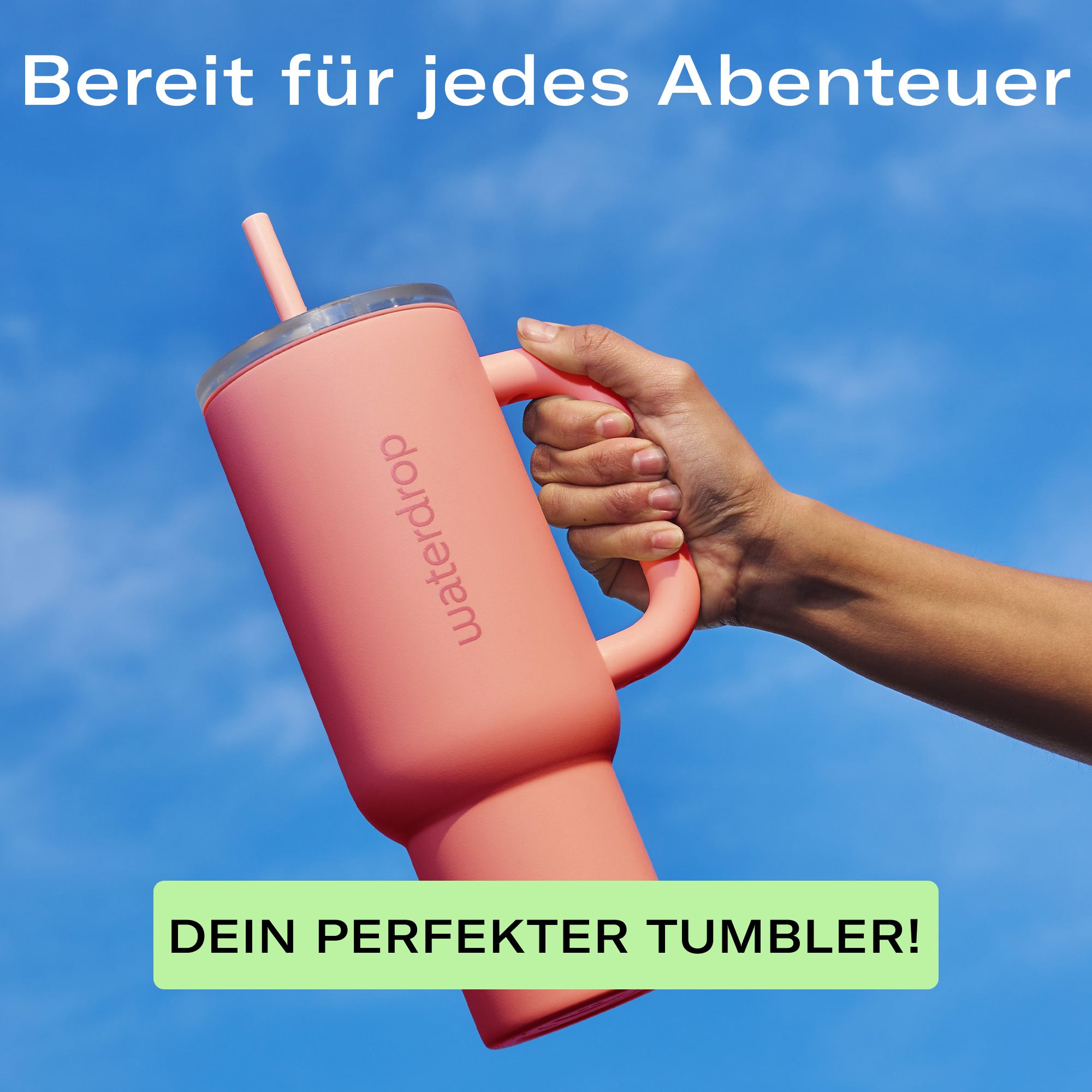 waterdrop® Explorer Thermobecher – 1,1 L Edelstahl – mit Trinkhalm, auslaufsicher & 12 h kühl