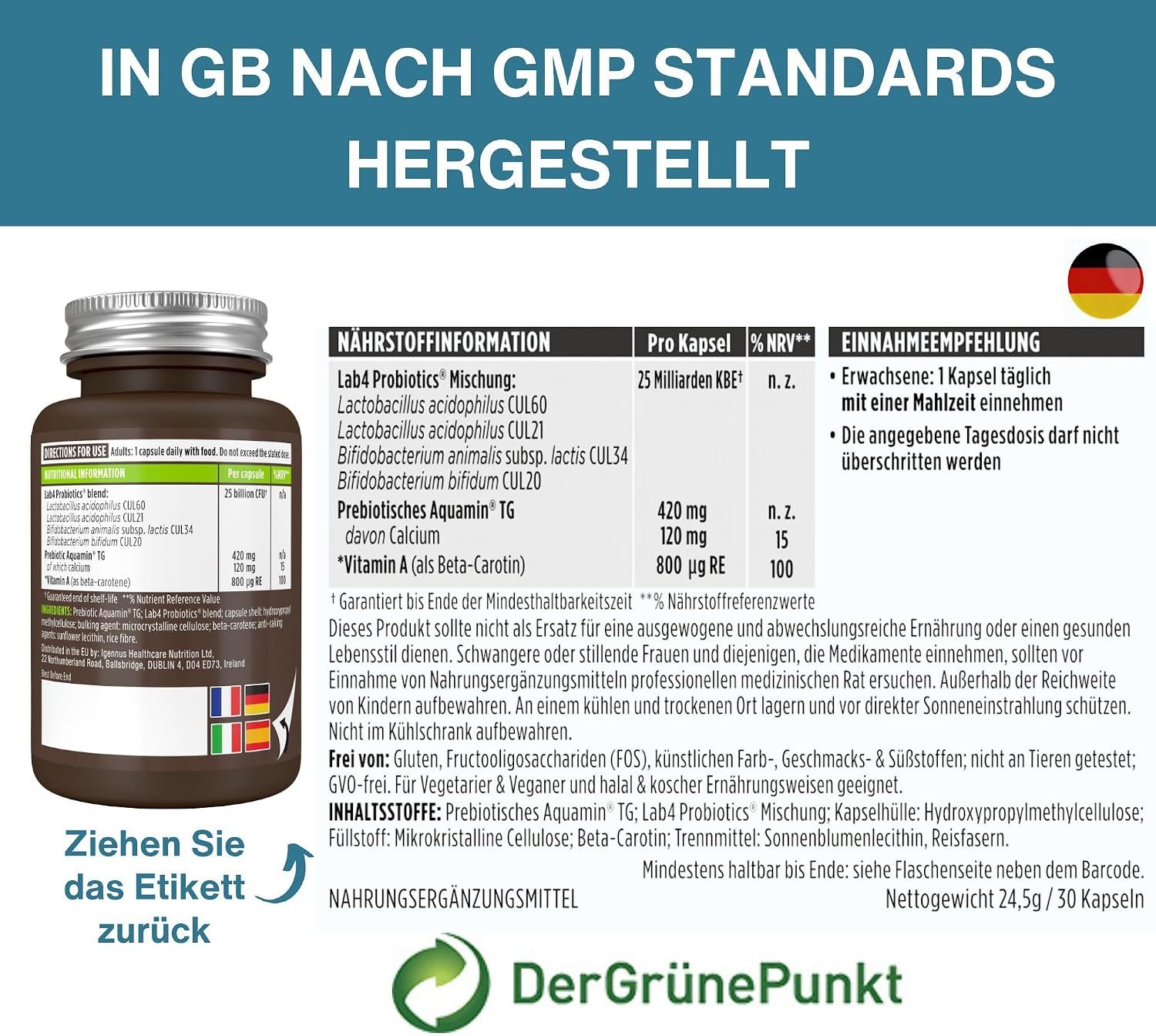 Igennus Probiotika Kapseln: 30 Kapseln, tägliche Verdauungsgesundheit.