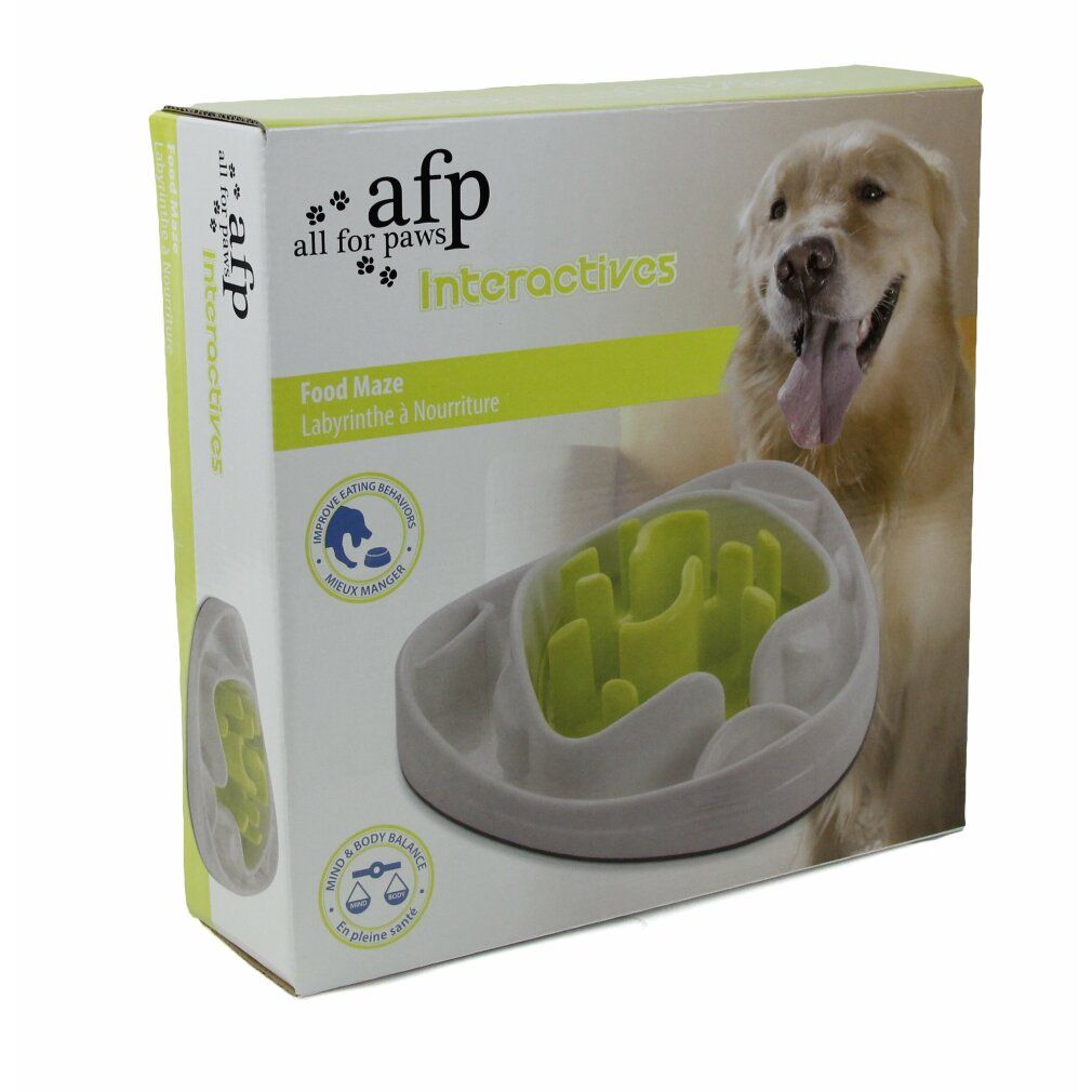 Verpackung mit Futternapf. Aufschrift: afp all for paws Interactives Food Maze.