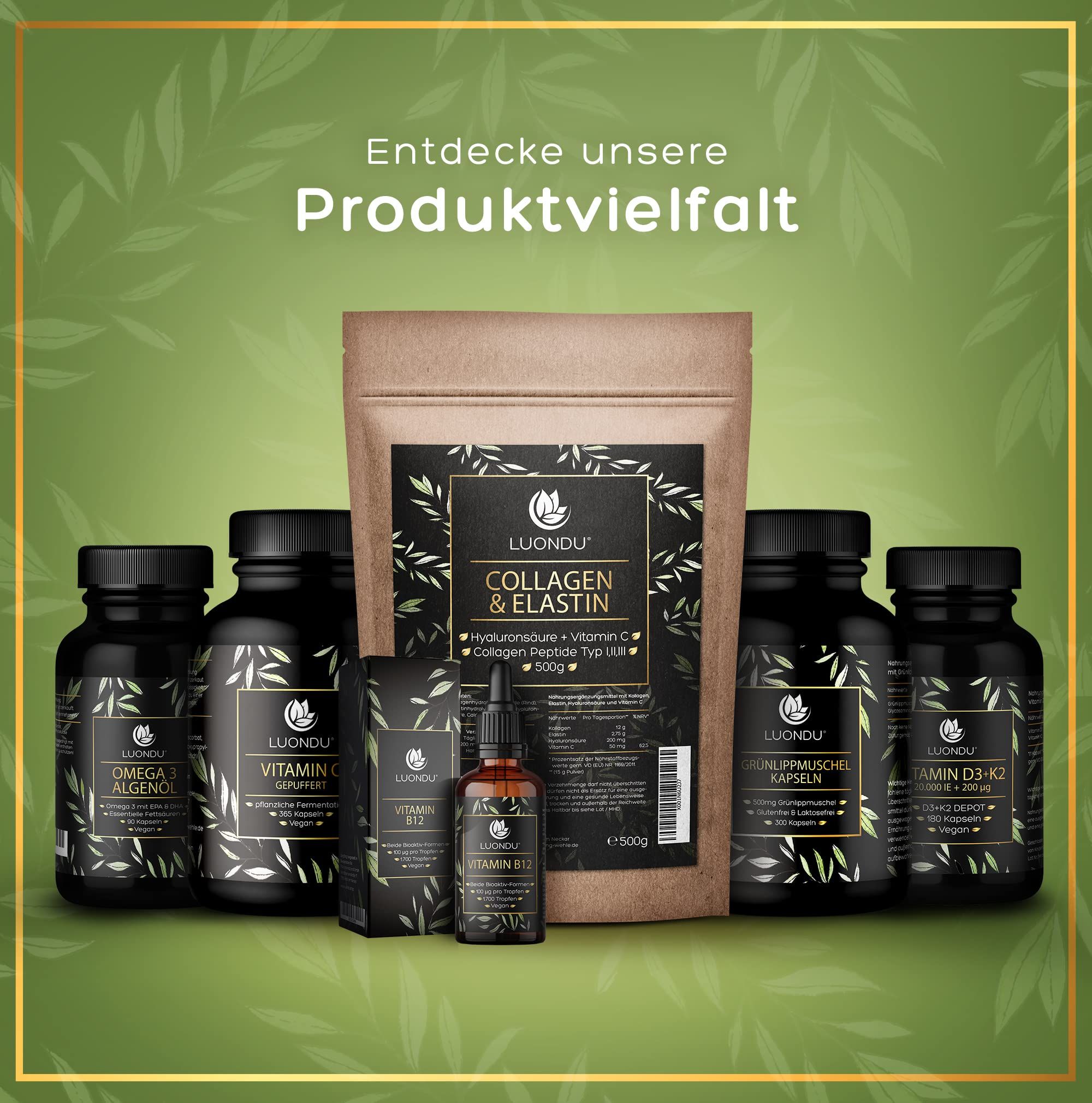 Hyaluron Hochdosiert - 90 Kapseln - 500mg Hyaluronsäure pro Kapsel - Luondu®