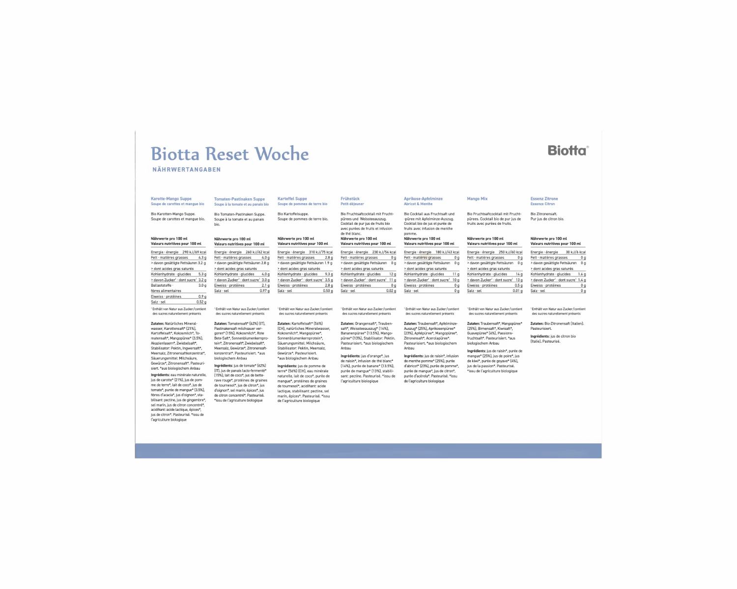 Biotta Reset Woche BIO Saft und Suppen Paket