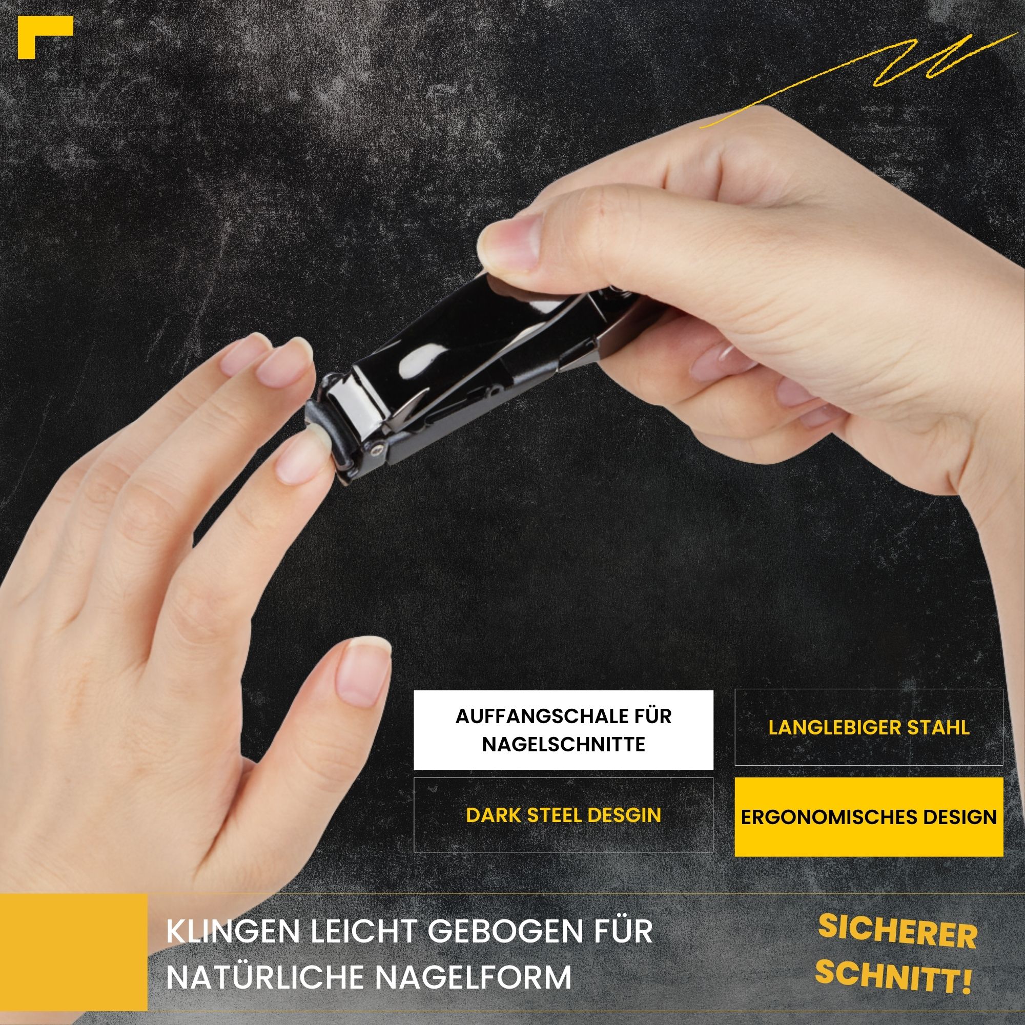 REMOS Nagelknipser aus rostfreiem Edelstahl mit Auffangbehälter in schwarz matt