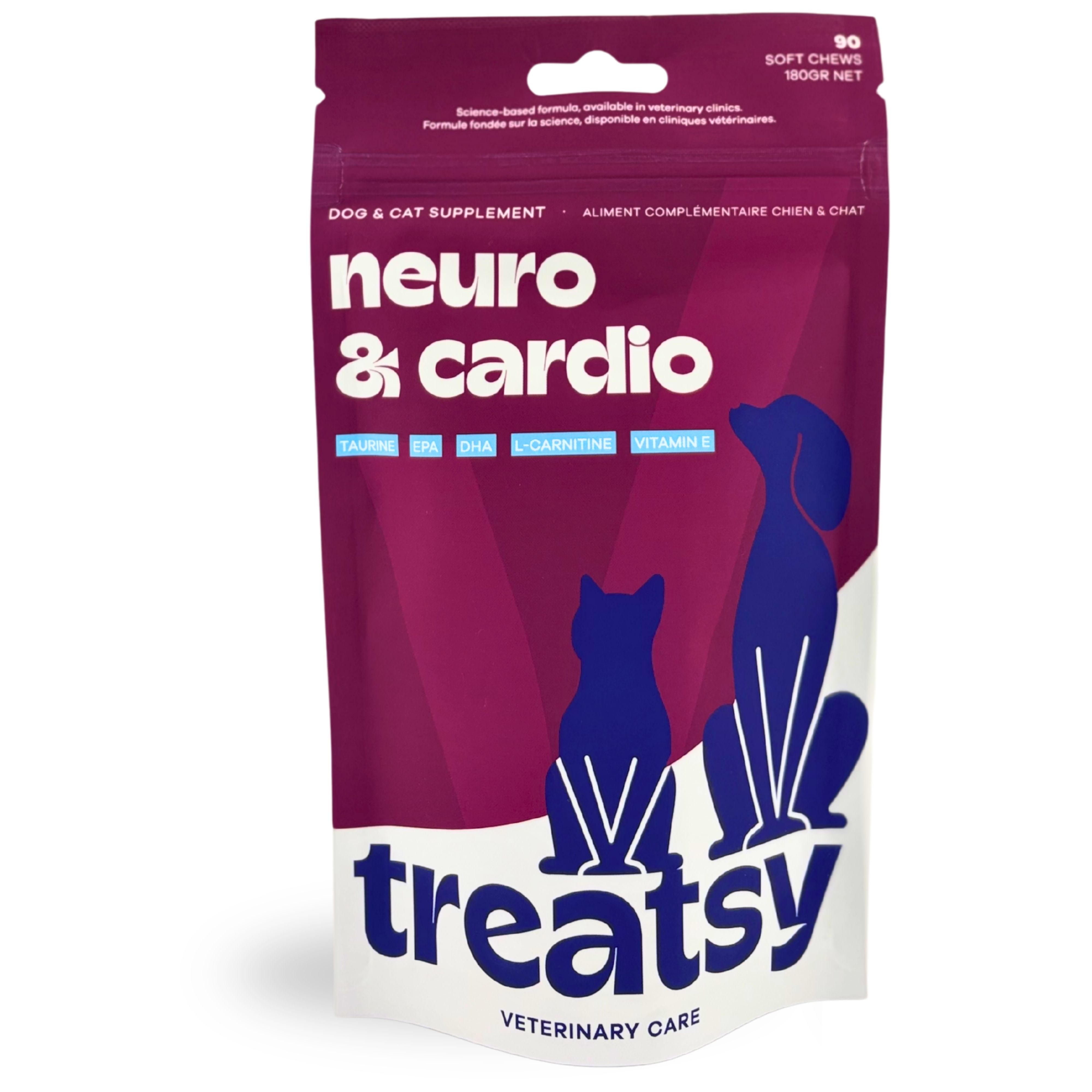 Treatsy Neuro & Cardio für Hunde Katzen – mit Taurin, L-Carnitin und Omega-3 Herz Gehirn 180 g Bissen