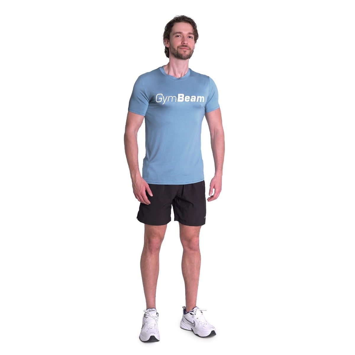GymBeam T-Shirt Herren regular mit Kurzarm aus Viskose-Elastan-Mix in Blau
