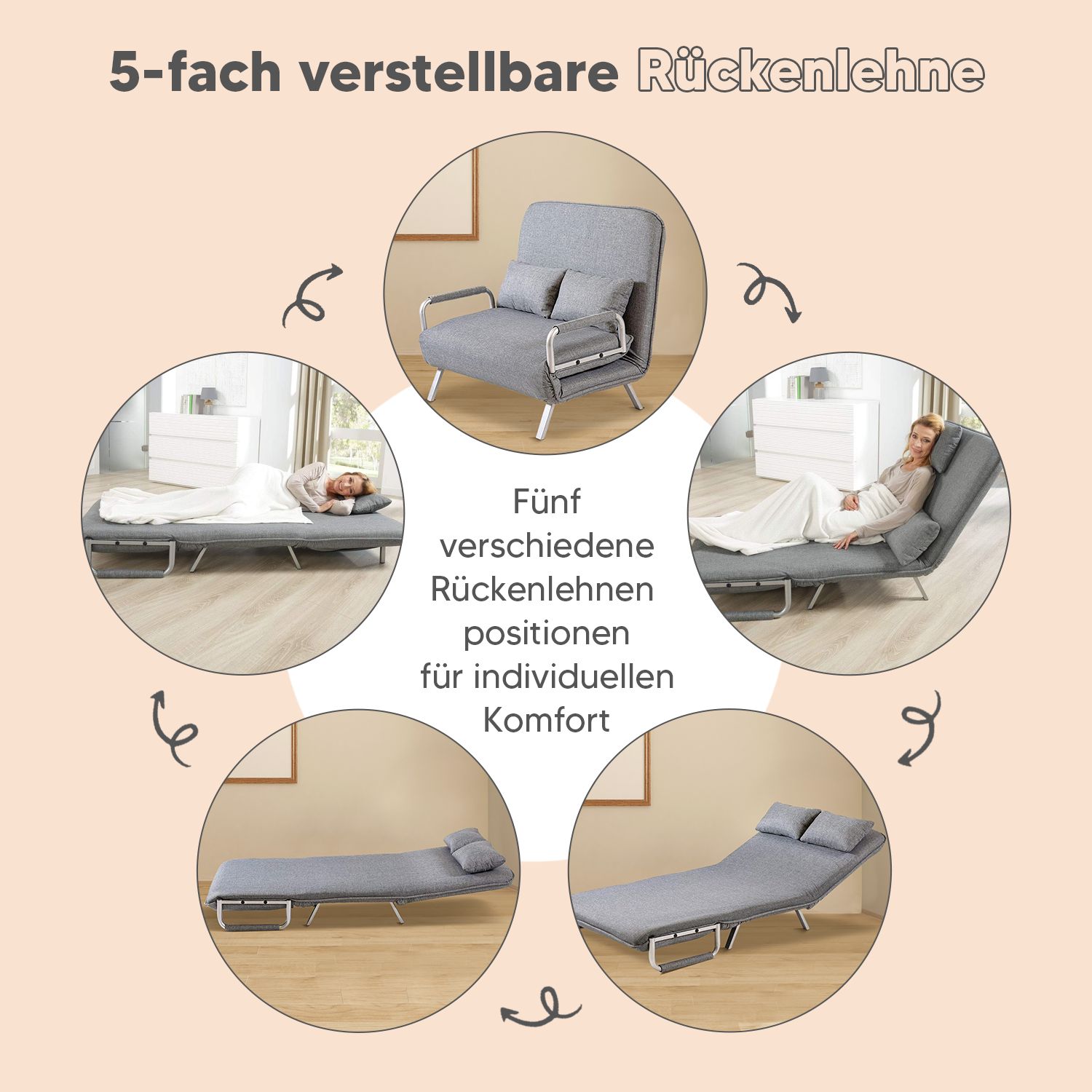 aktivshop Schlafsofa mit Bettfunktion, Bettsofa mit Schlaffunktion, klappbar, breite Liegefläche