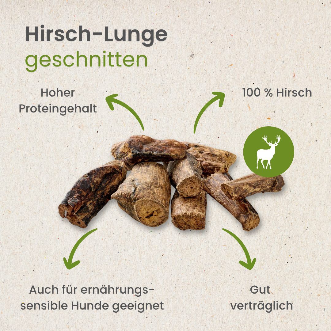 Getrocknete Hirschlunge, in Stücke geschnitten.