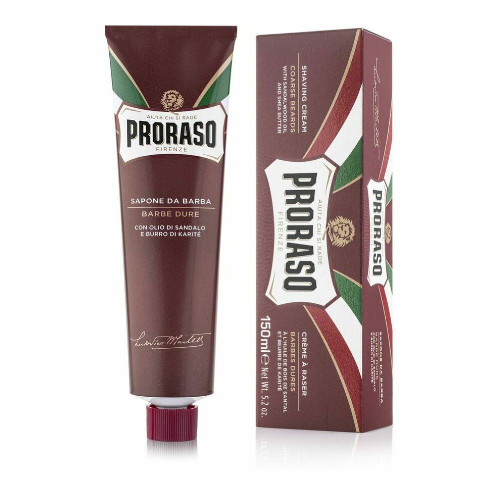 Proraso Rasiercreme-Tube mit rotem Verschluss.