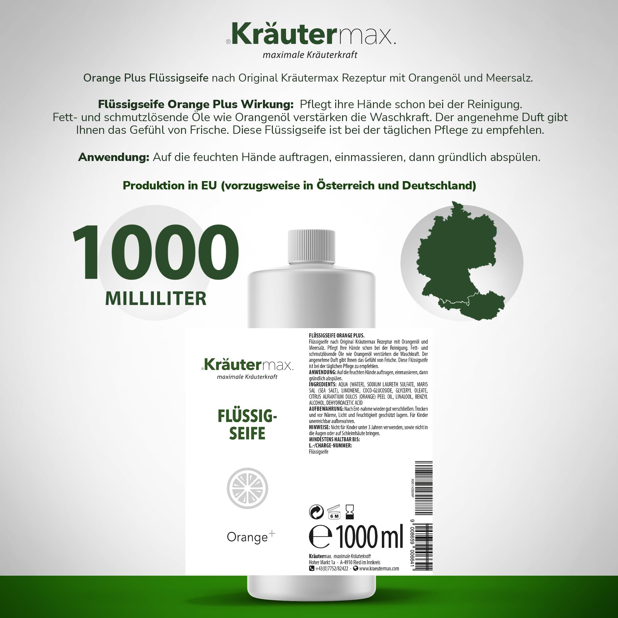 Kräutermax Flüssigseife Orange plus Meersalz Nachfüllung 1000 ml