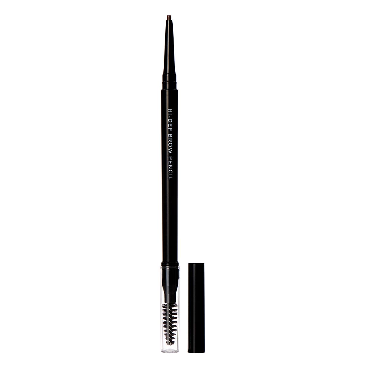 Schwarzer Augenbrauenstift mit Bürste und Kappe. Aufschrift: HI-DEF BROW PENCIL.