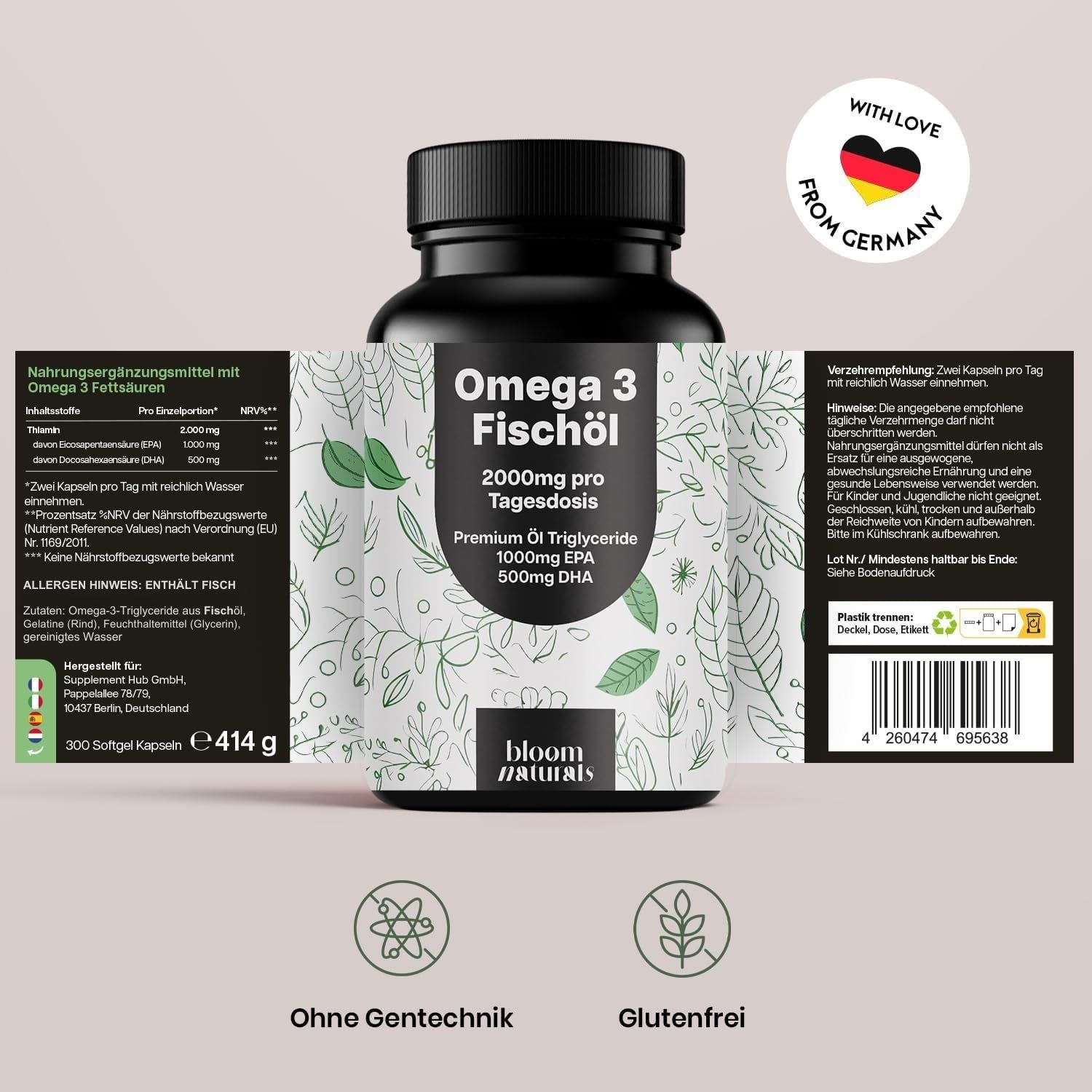 Bloom Naturals Omega 3 Fischöl Kapseln