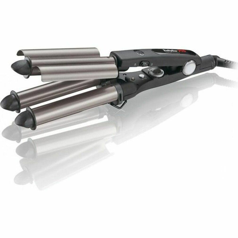 Lockenstab mit drei Heizplatten. Schwarzer Griff, silberne Platten. Marke Babyliss.