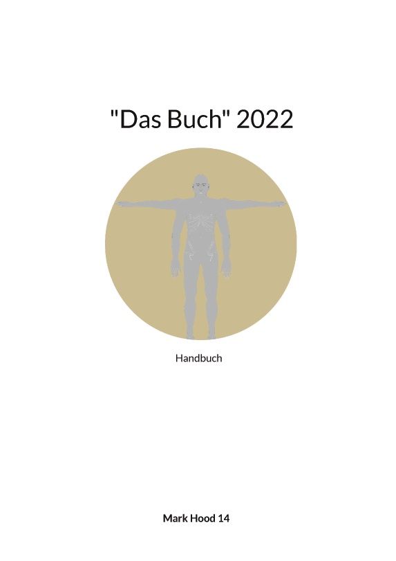 Buchcover mit Titel "Das Buch" 2022. In einem Kreis eine schematische Darstellung eines menschlichen Körpers. Untertitel: Handbuch.