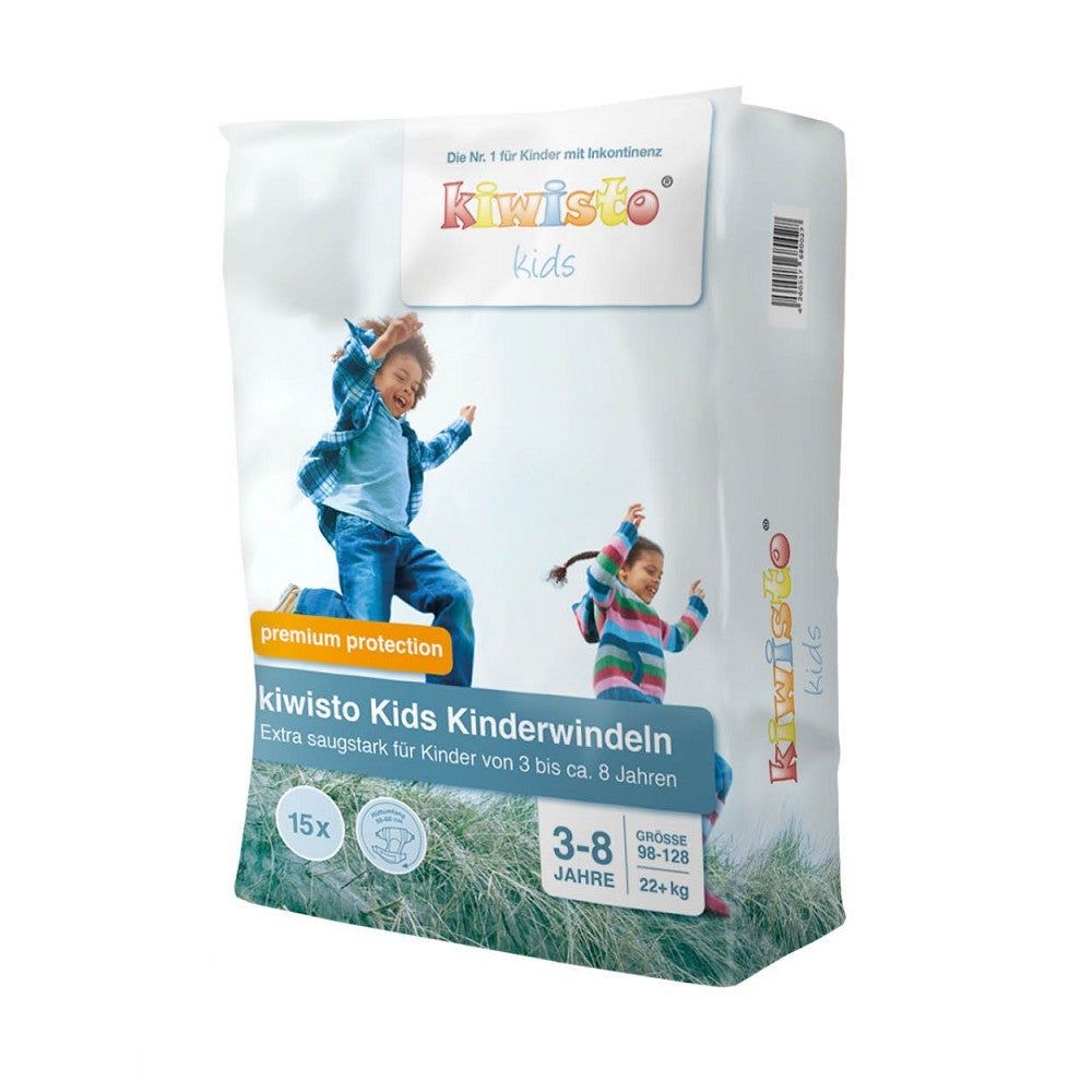 Kiwisto Kids Kinderwindeln, Premium Protection, 3-8 Jahre, 22+ kg, 55 - 66 cm Hüftumfang