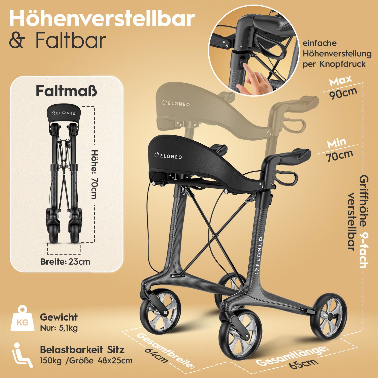 ELONEO Carbon Rollator - M
