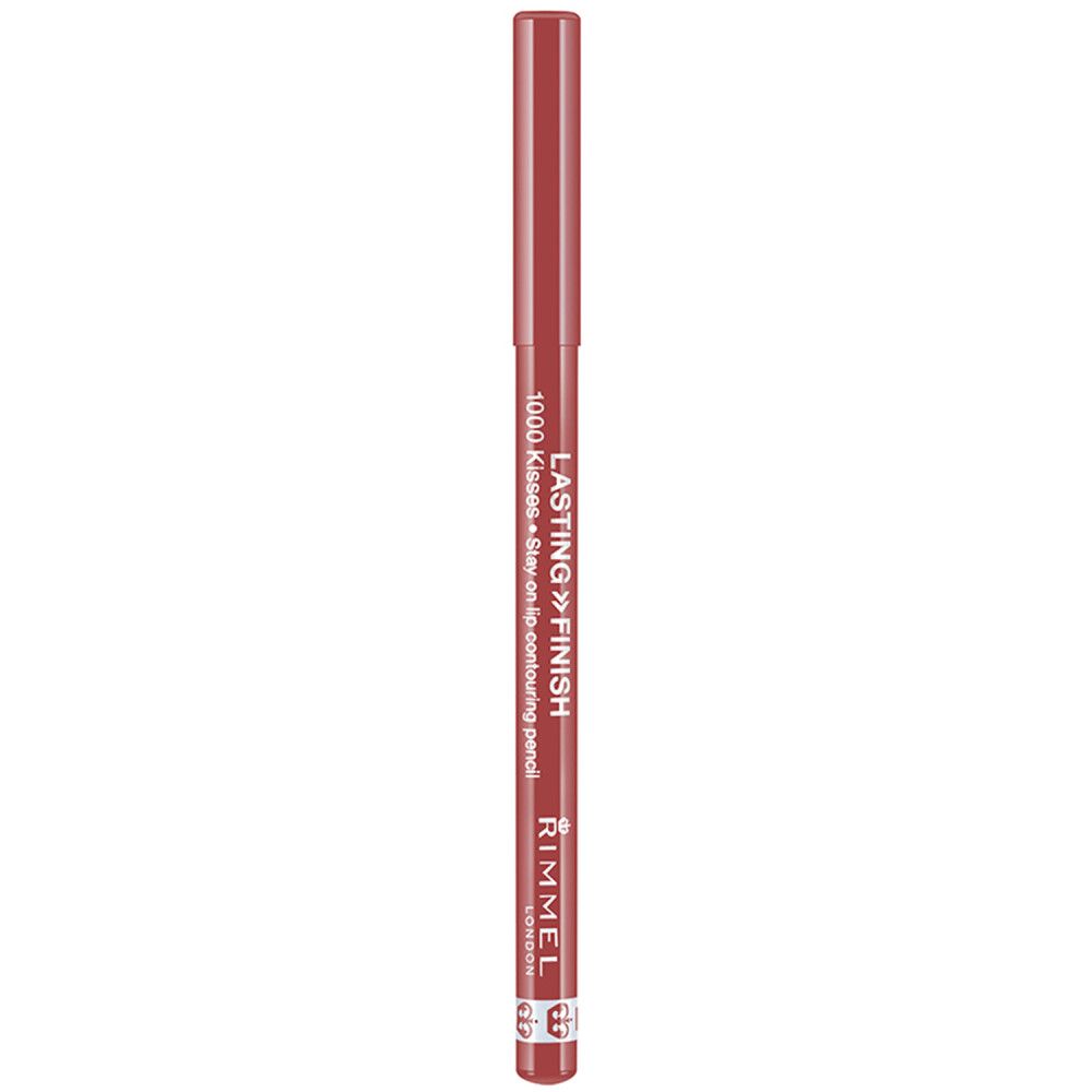 Lippenkonturenstift. Farbton: Rosa. Aufschrift: Rimmel, Lasting Finish. Zylindrische Form.