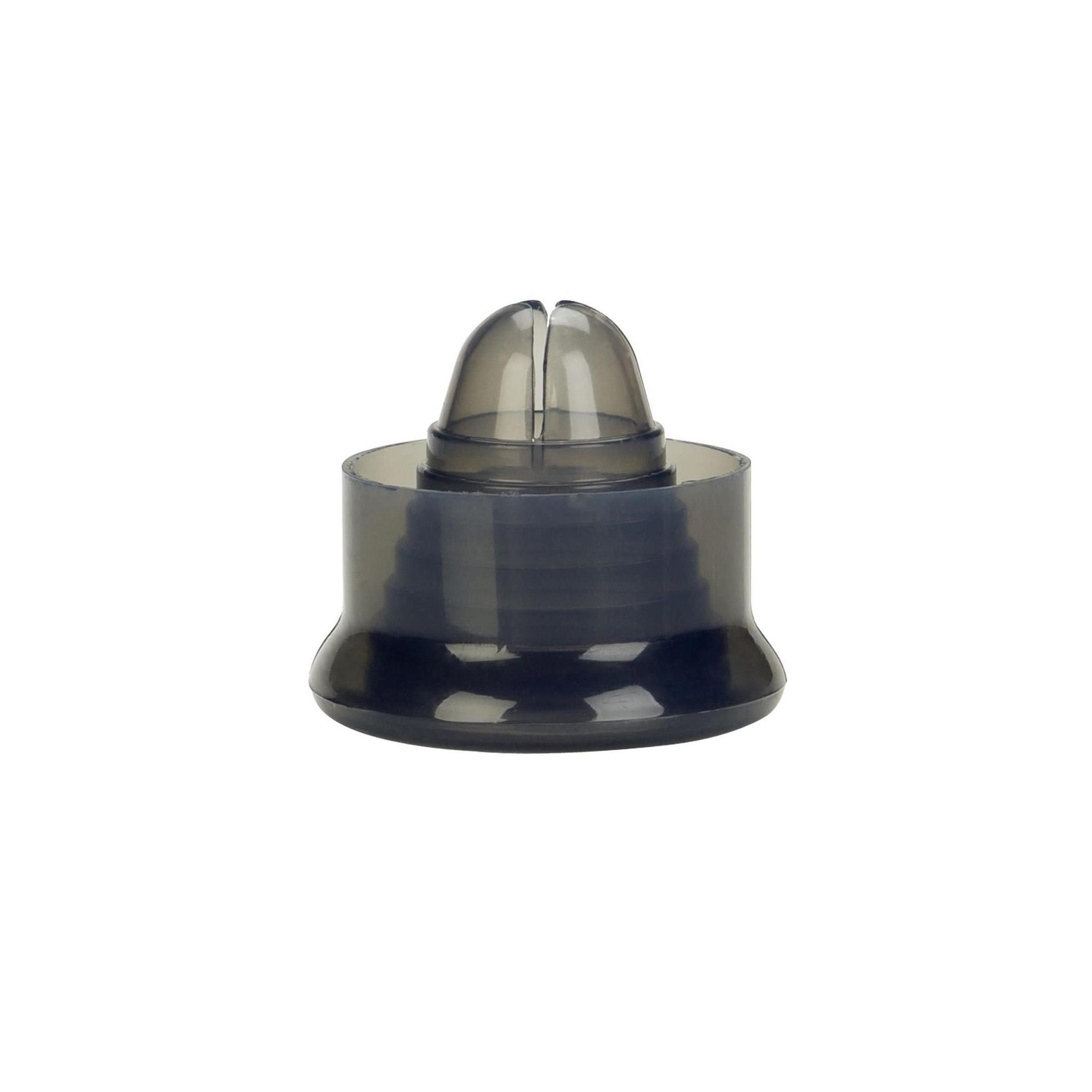 Silikon-Pumpsleeve, dunkelgrau. Zylindrische Form mit Kuppel. Für Intim-Wellness.