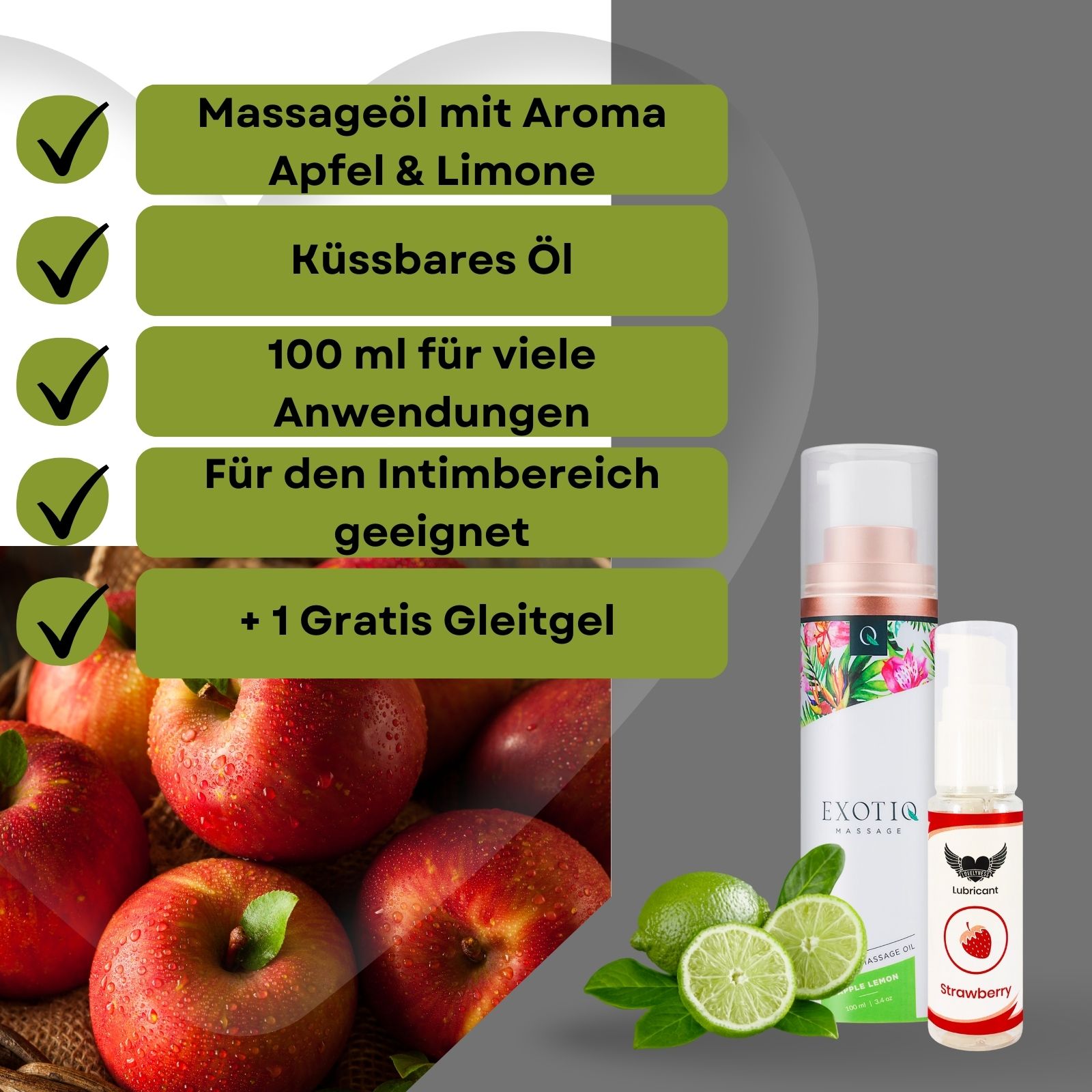 Exotiq - Massageöl mit Aroma Apfel Limone 100 ml