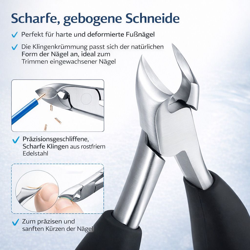 COOL-i Nagelknipser für dicke & brüchige Zehennägel, Präzisionszange mit gebogener Klinge