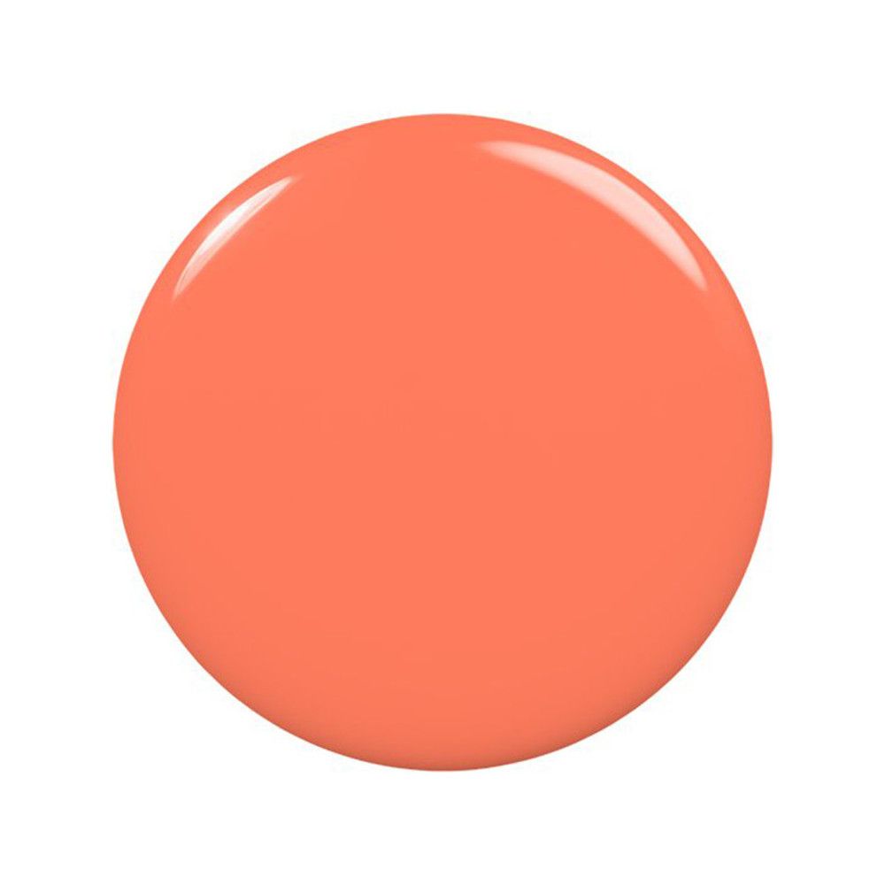 Kreisförmiger Nagellack-Fleck in Korallenrot. Glänzende Oberfläche.