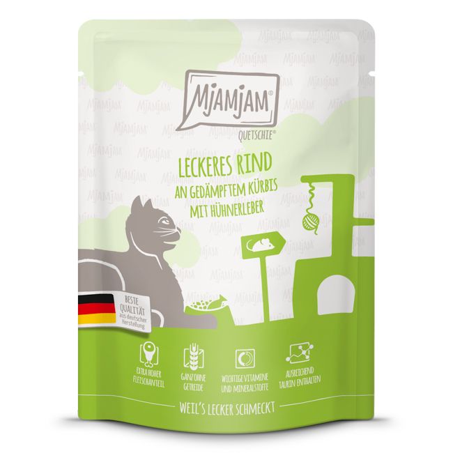 MjAMjAM - Quetschie leckeres Rind an gedämpftem Kürbis 300 g Futter