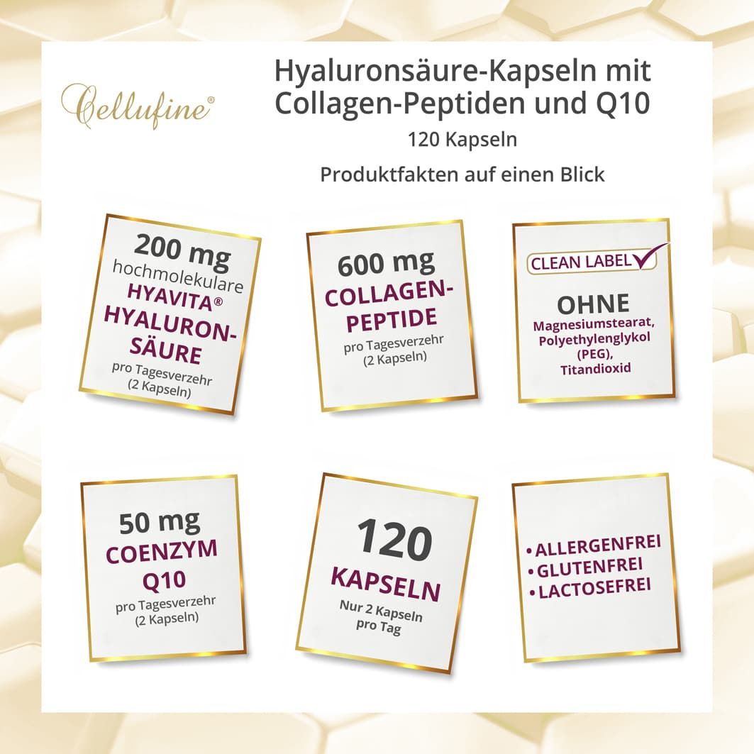 Cellufine Hyaluronsäure 100 mg+Collagen+Q10 Kaps. 120 St Kapseln