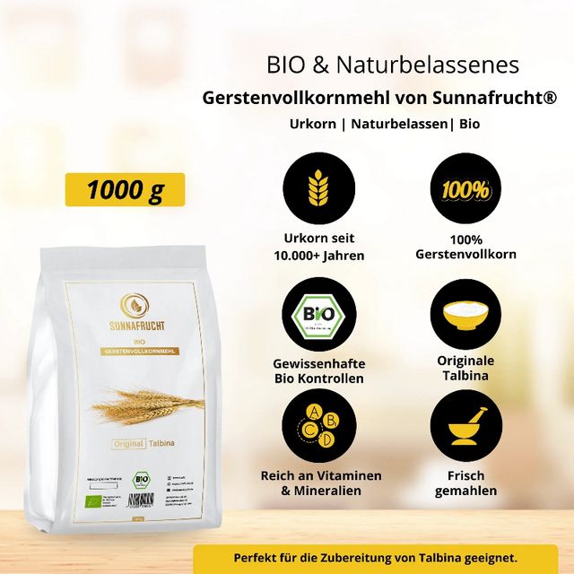 SUNNAFRUCHT® Premium BIO Talbina Set mit Gerste, Honig und Datteln