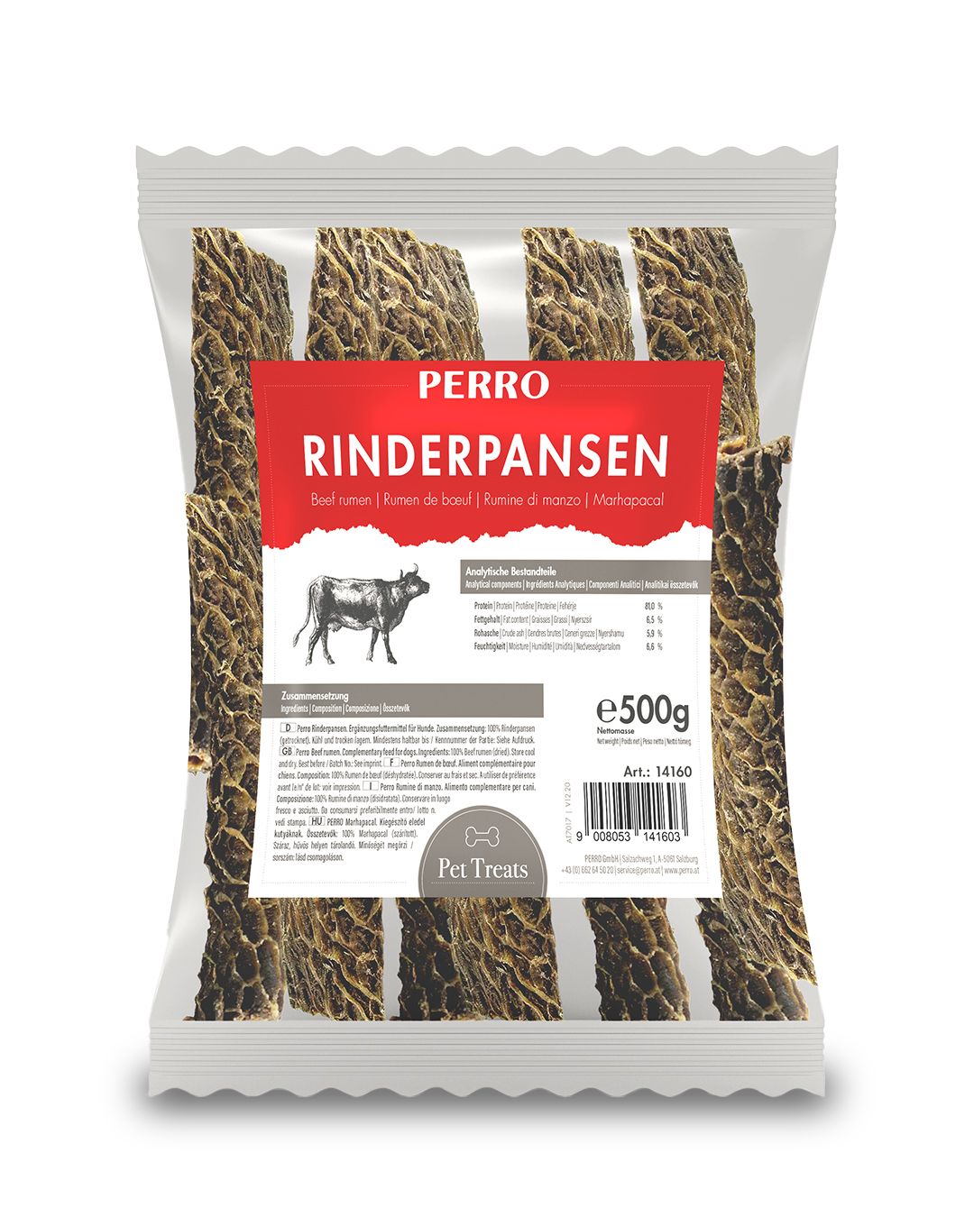 PERRO Rinderpansen - Kauartikel für Hunde