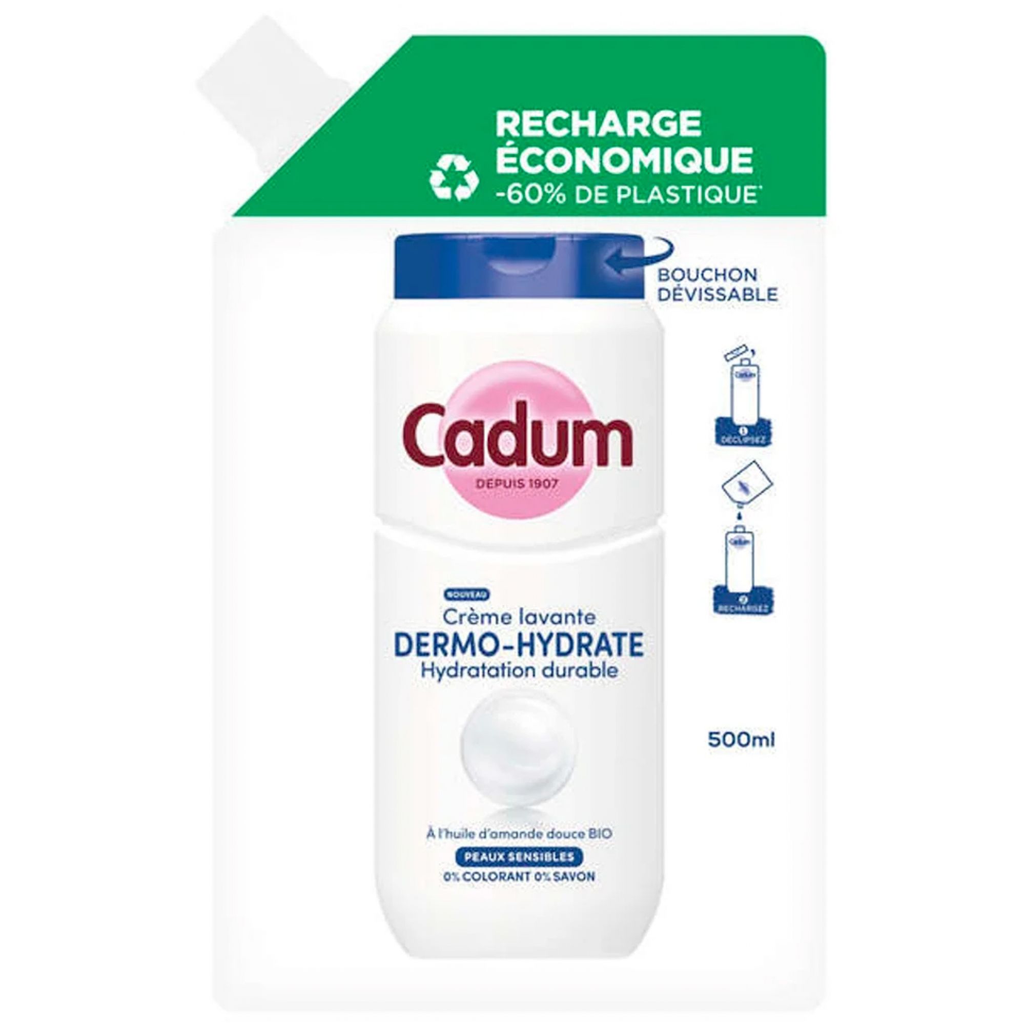 Cadum Cremedusche Langanhaltende Feuchtigkeit Eco-Refill 6,5x12x21,5 cm