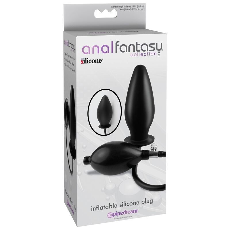 Verpackung mit Anal Fantasy Collection. Enthält einen schwarzen, konischen Plug und eine Pumpe.