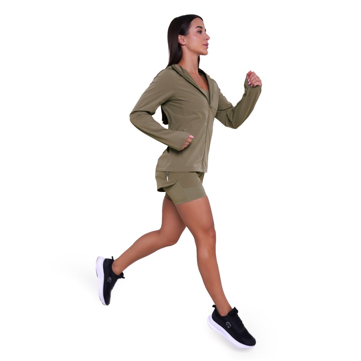 GymBeam Jacke Damen Slim mit Kapuze und Reißverschluss Pulse Vetiver
