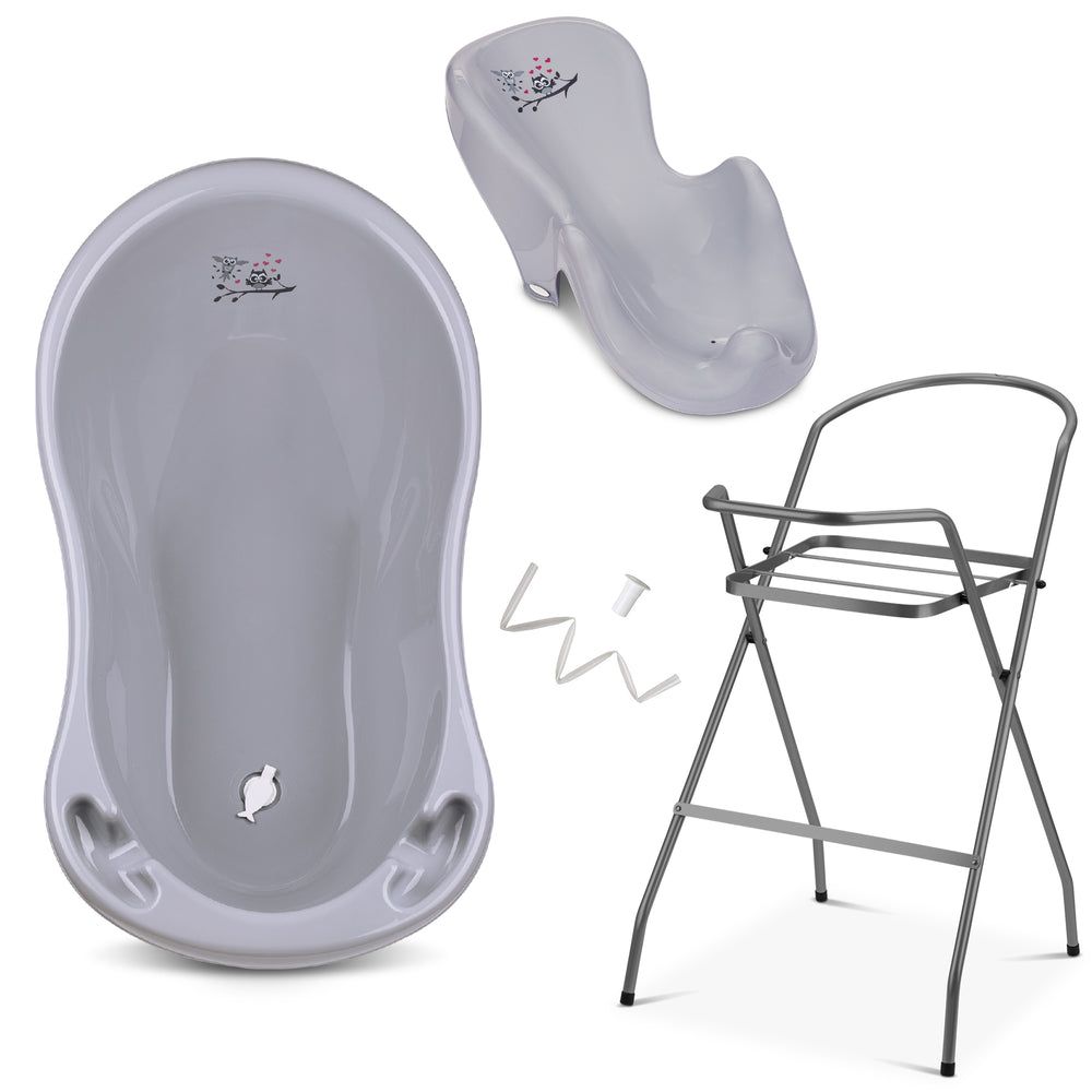 Babykajo 4 Set Baby Badewanne mit Gestell + Wanneneinsatz + Abfluss.