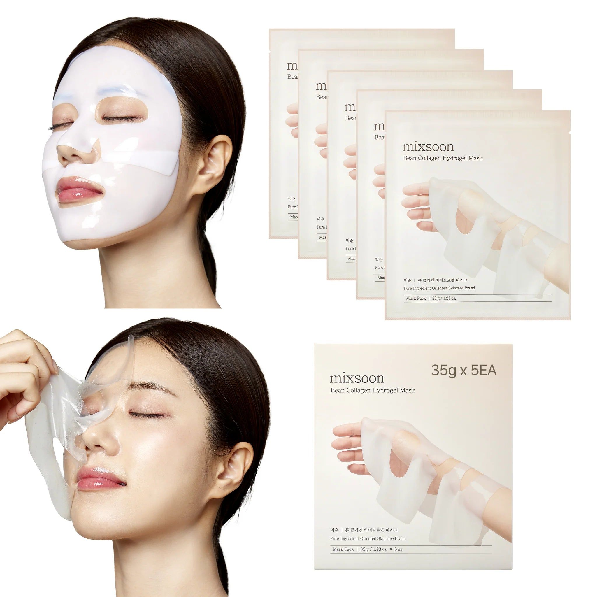 Frau mit aufgetragener Hydrogel-Gesichtsmaske.