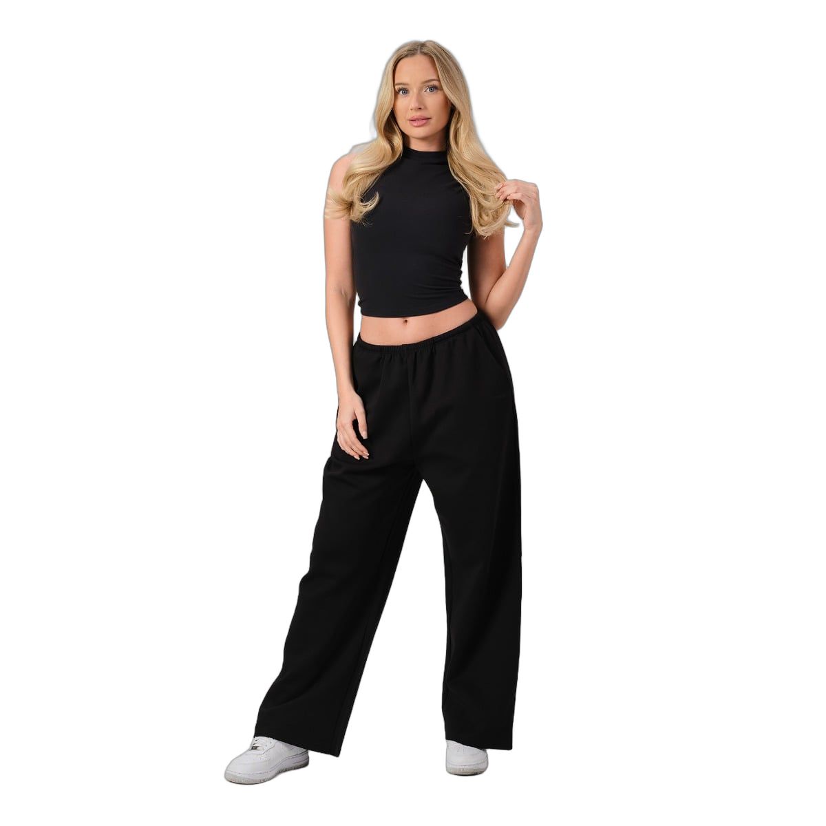 GymBeam Jogger Damen oversized mit Kordelzug und Taschen Black