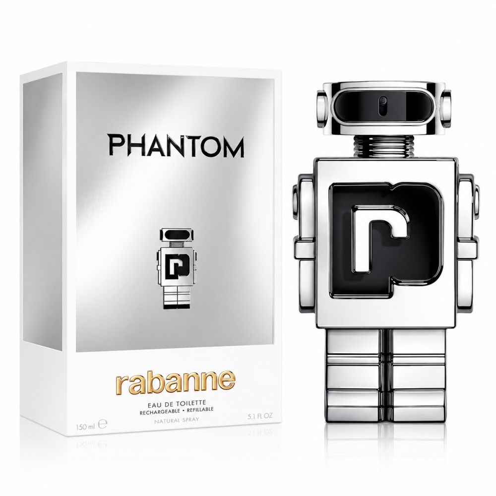Paco Rabanne Phantom Eau de Toilette 150ml Flakon und Verpackung.