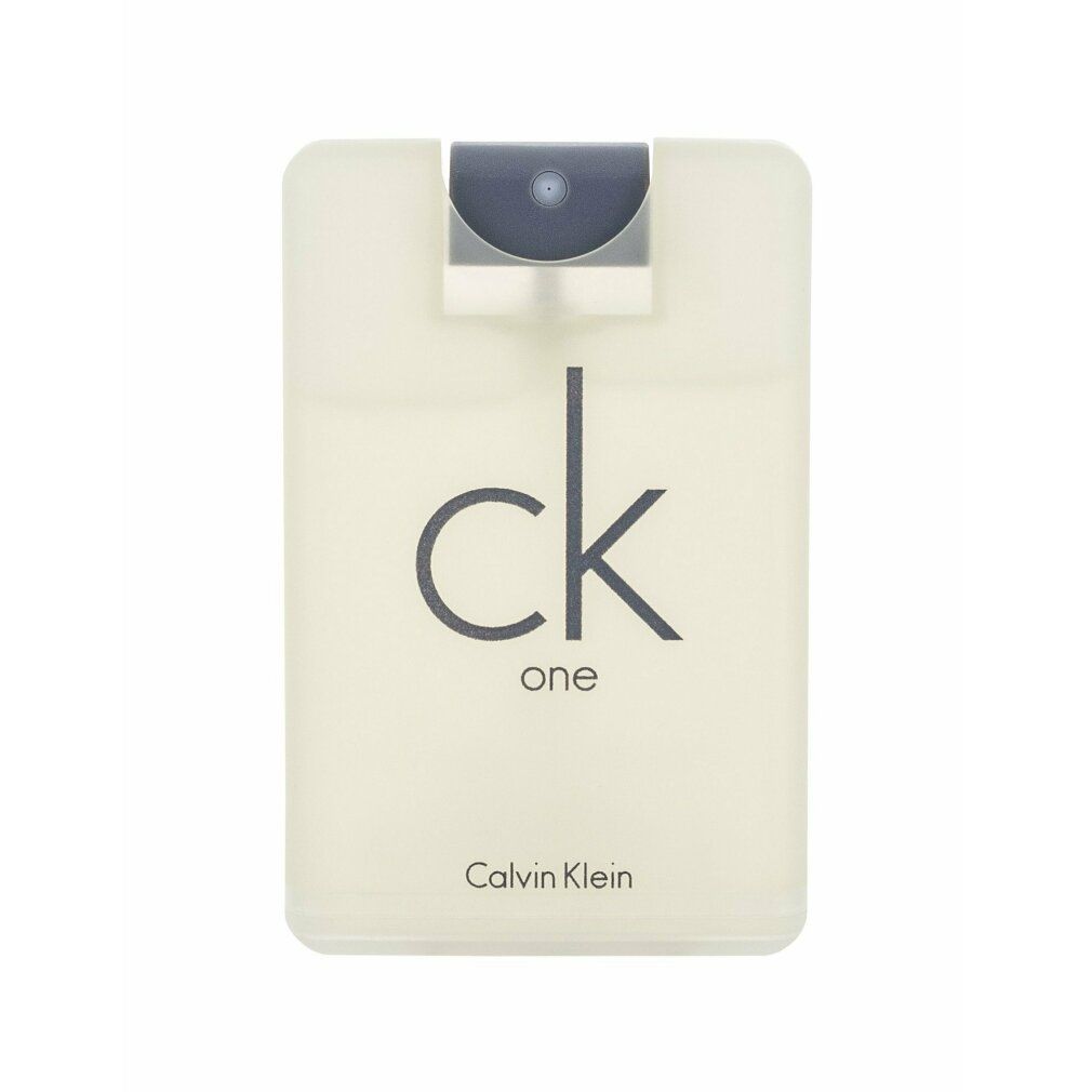 Rechteckiger Flakon mit Sprühkopf. Aufschrift "ck one" und "Calvin Klein".
