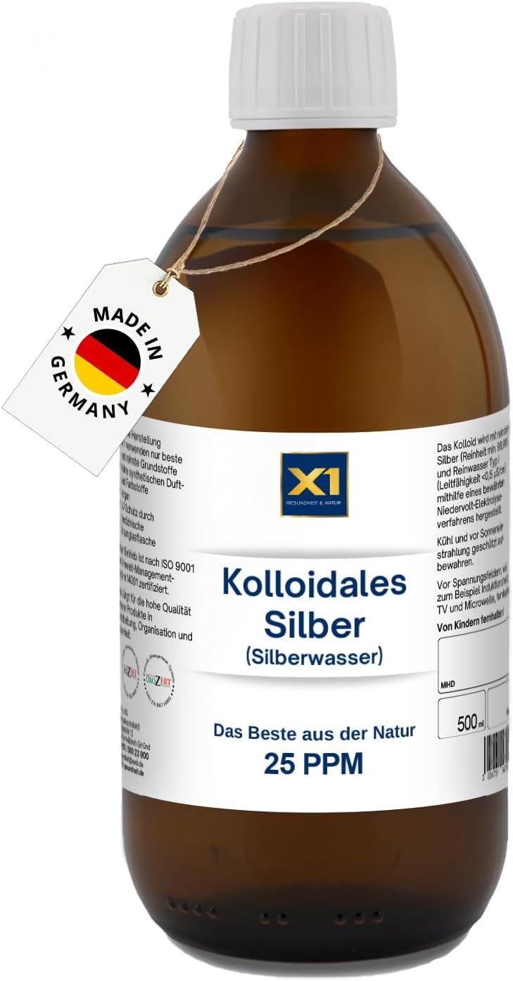 X1 Kolloidales Silber (Silberwasser) 25ppm 500 ml
