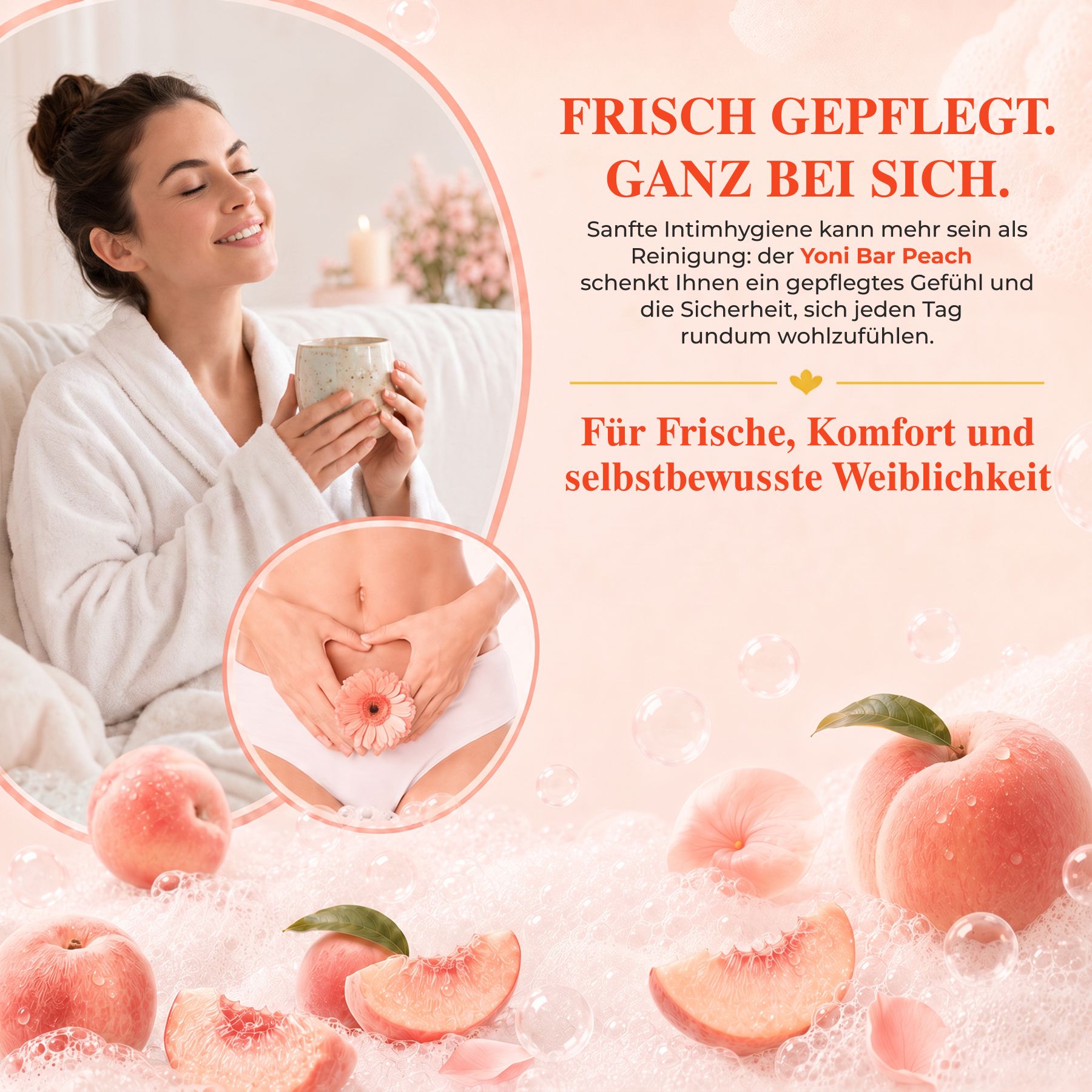 P-beauty Intimseife Yoni Bar Frauen Intimpflege pH-Balance mit Pfirsich
