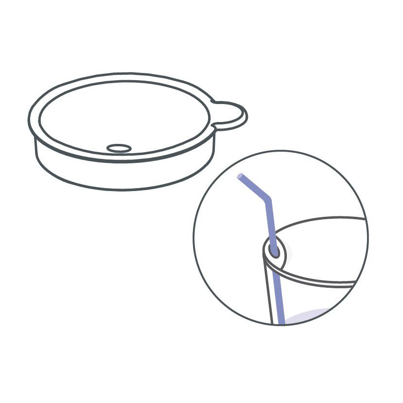 ORNAMIN Becher 830 Ringe gelb mit Trinkhalm Aufsatz