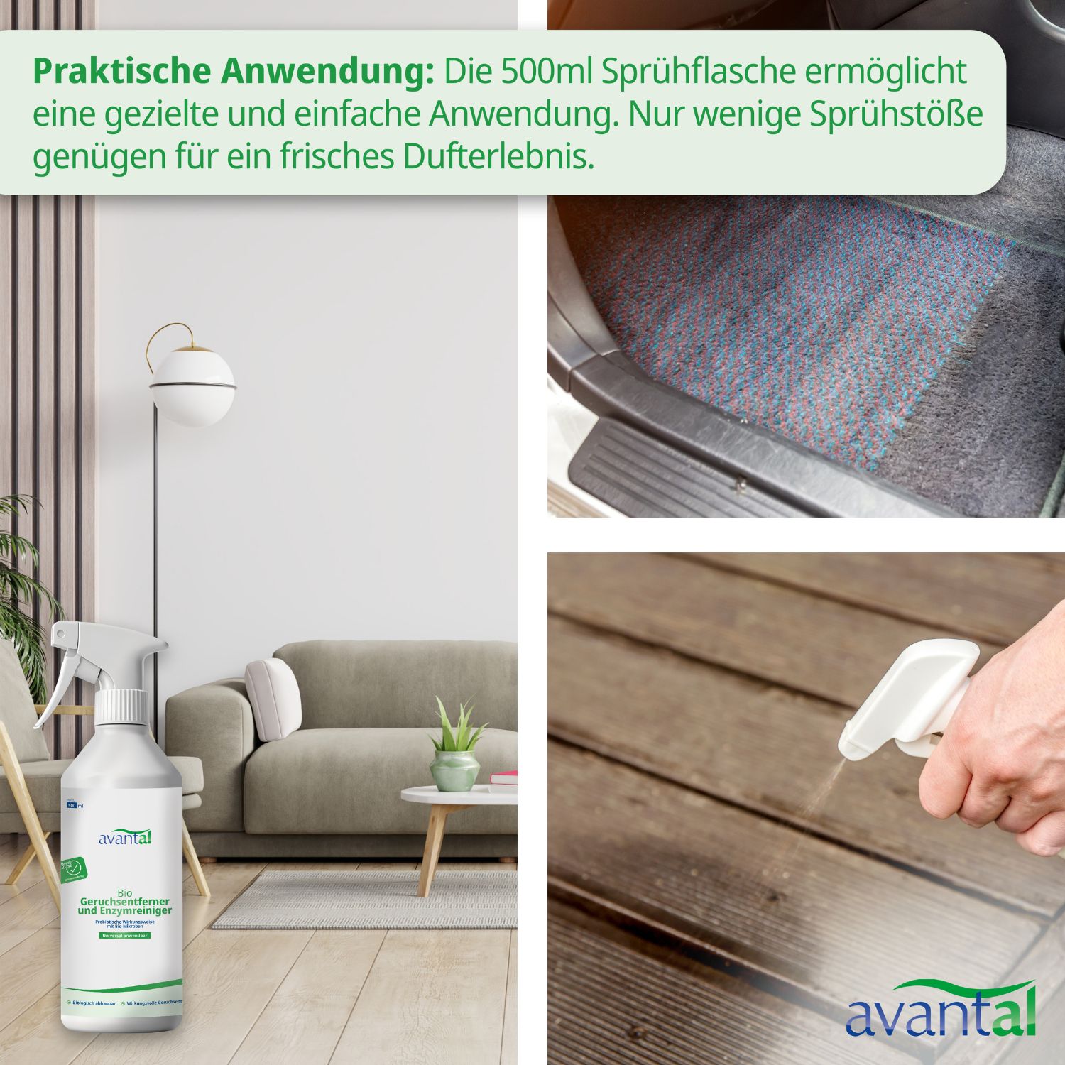 avantal® Geruchsneutralisierer & Enzymreiniger Sprühflasche