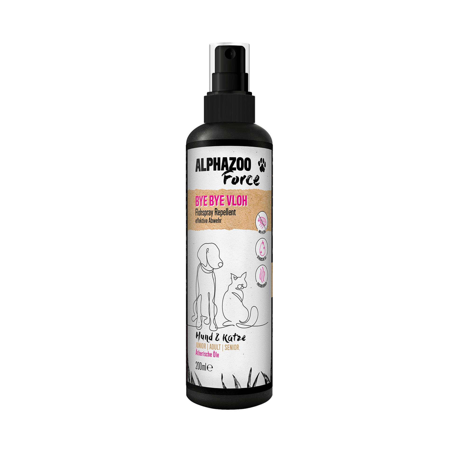 ALPHAZOO ByeByeVloh Flohmittel für Hunde & Katzen I Starkes Anti Flohspray