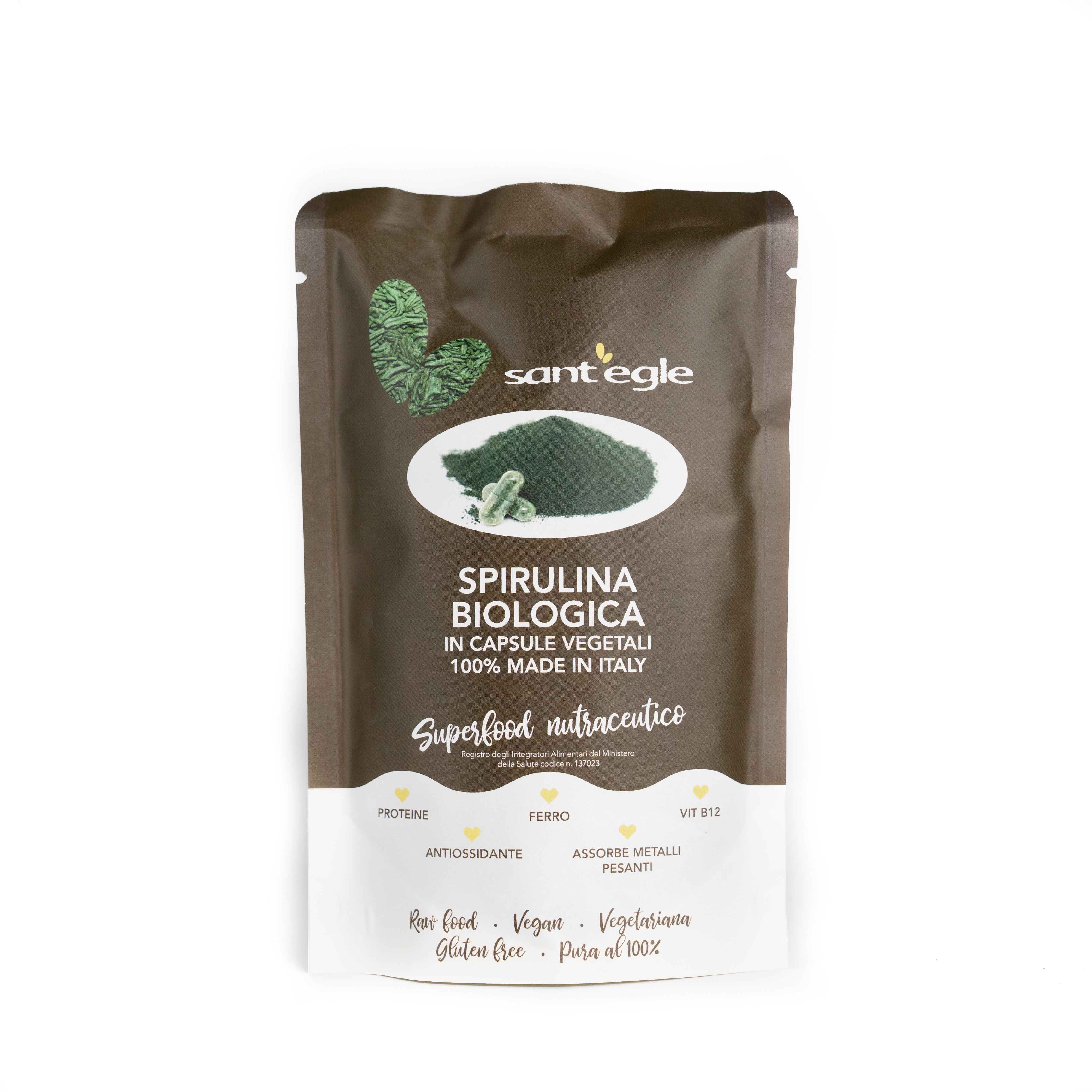 Sant'Egle Spirulina biologica, 200 capsule da 500 mg