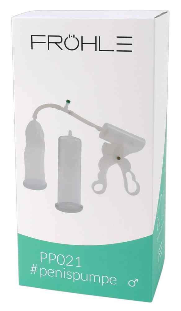 Verpackung für Set di pompe per il pene frÖhle Duo Extreme. Enthält das Produkt und Text: FRÖHLE, #penispumpe, PP021.