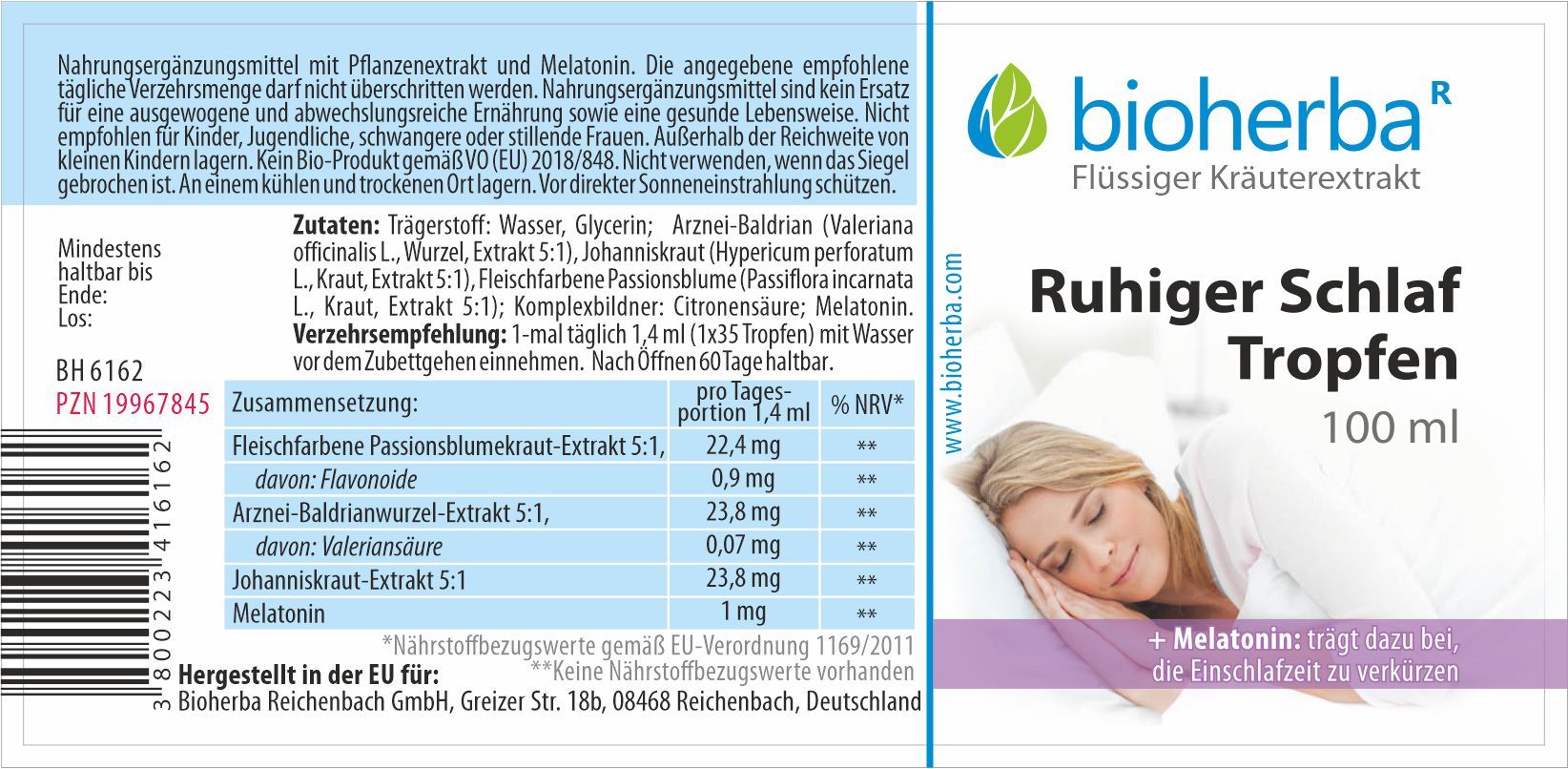 Bioherba Ruhiger Schlaf Tropfen Tinktur