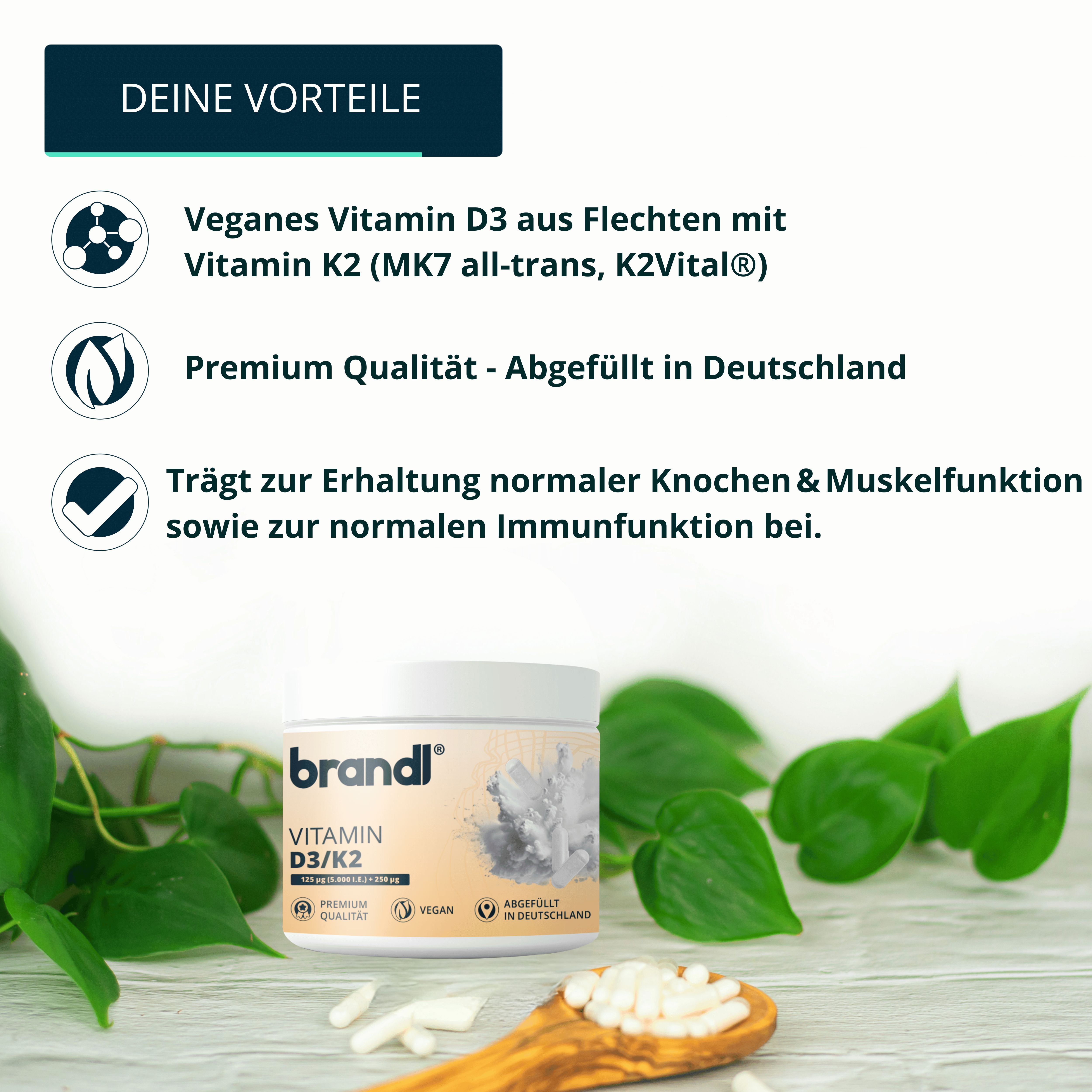 brandl® Vitamin D3 K2 vegan