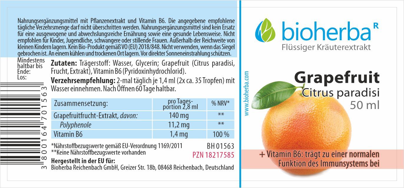 Grapefruit Citrus paradisi Tropfen Tinktur 50 ml PZN 18217585