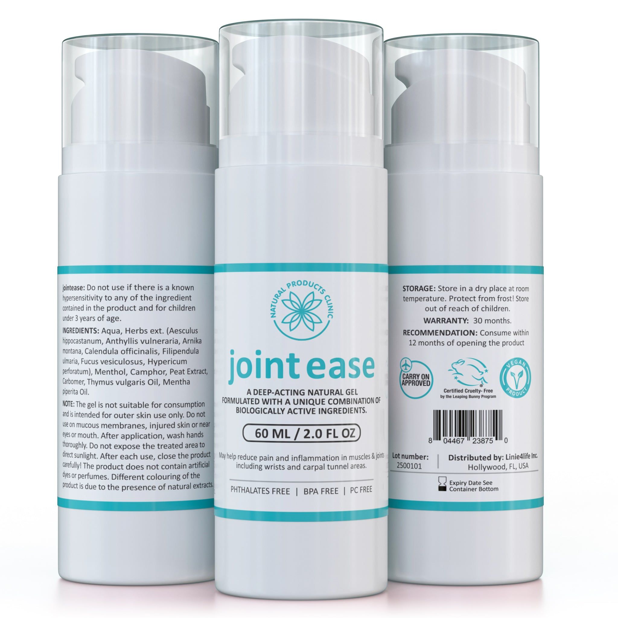Natural Products Clinic Joint Ease – Gel für Handgelenke, Gelenke und Karpaltunnelbereich – 60 ml