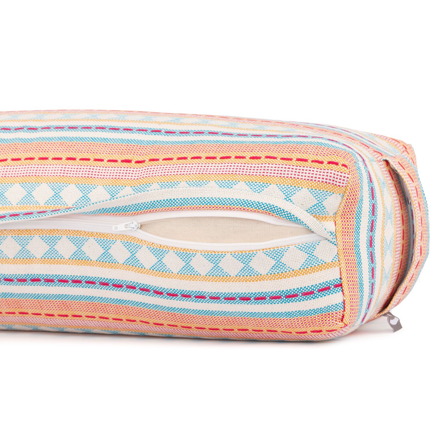 ETHNO Collection: Salamba (rechteckig) Yoga-Bolster, Jacquard-Webstoff, apricot-hellblau gem., Kapok