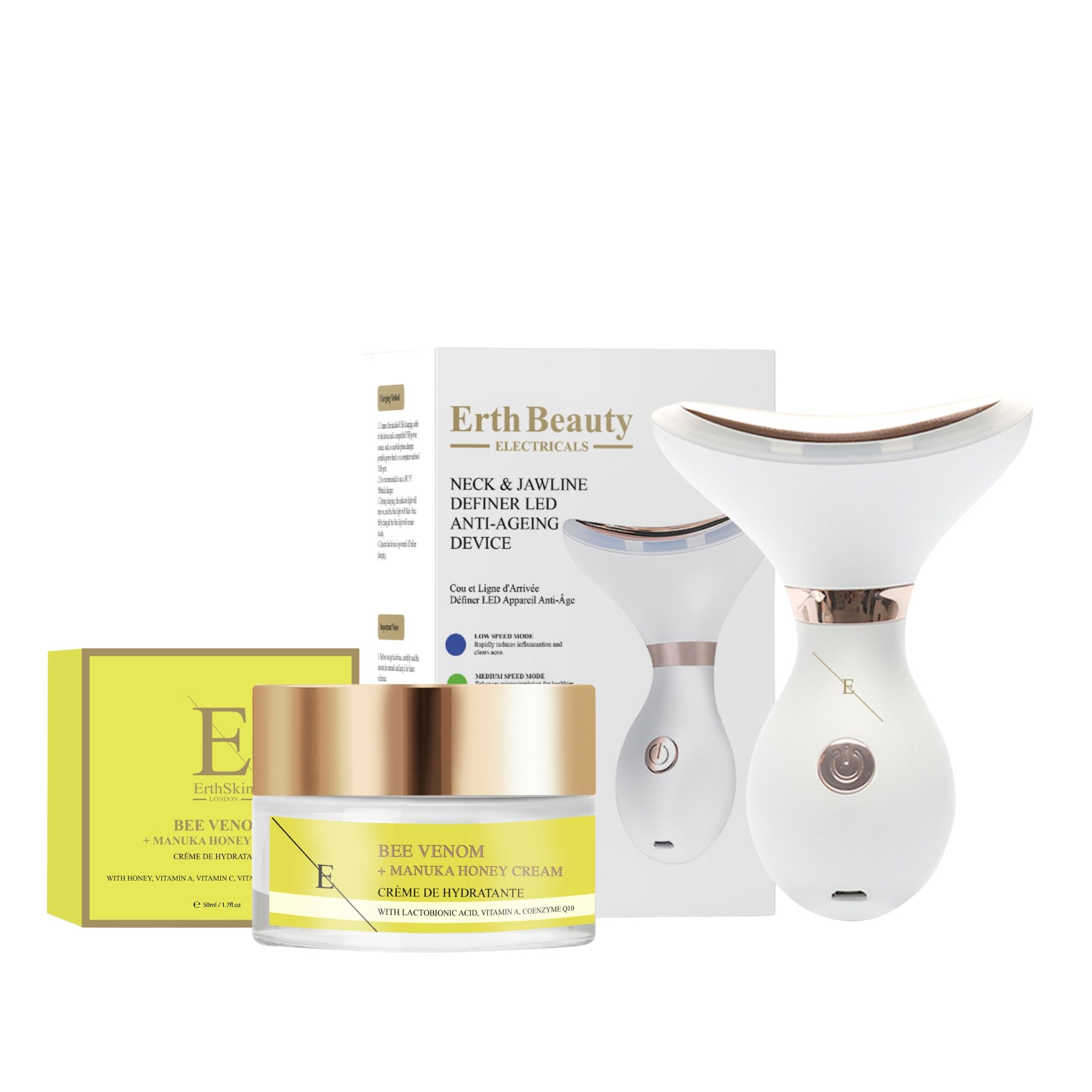 ErthSkin London LED Collo Mandibola Duo Veleno dApi Manuka