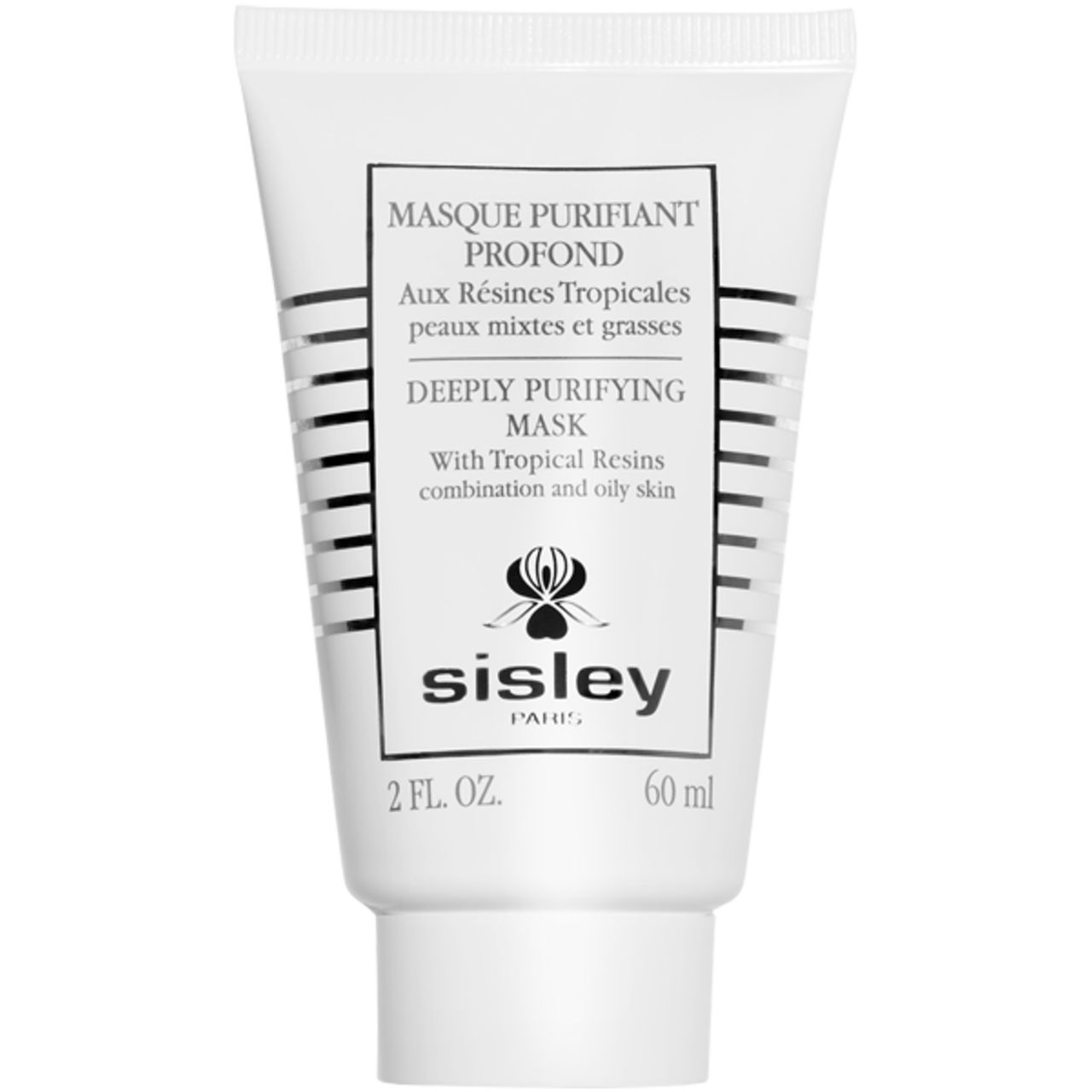Weiße Tube mit schwarzer Schrift. Produktname: Masque Purifiant Profond. Marke: Sisley. Volumen: 60 ml.